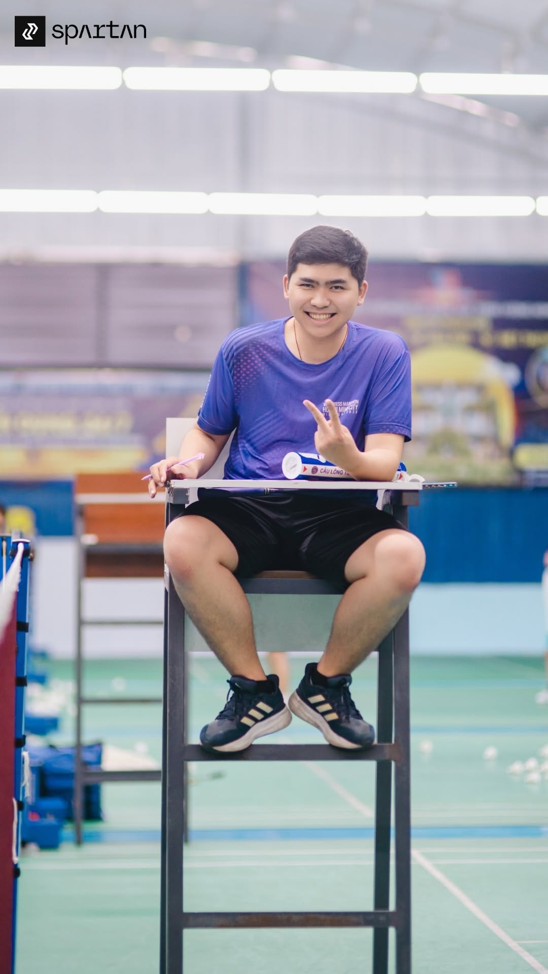 Tri smiling after a badminton match